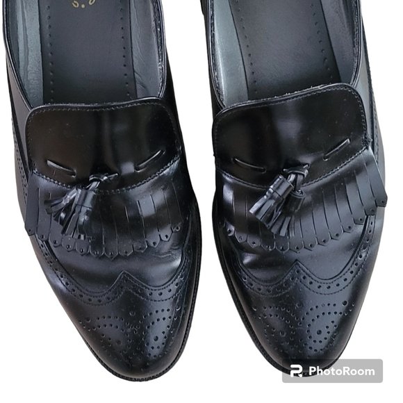 Dexter Vintage Black Leather Wing Tip Tassel Kiltie Dress Brent Loafers USA 11 - Picture 7 of 16